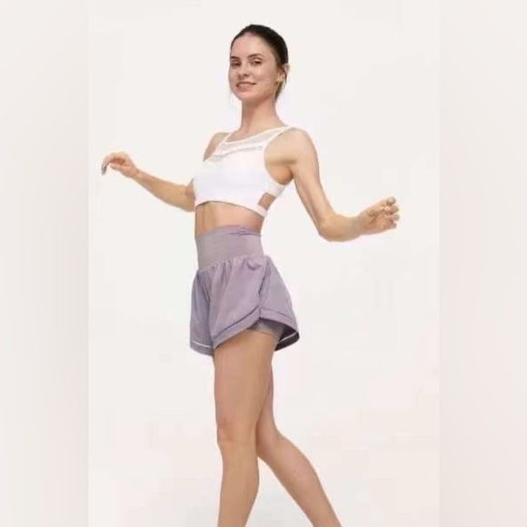 NWT J.ING Activewear Violet Purple Double Layer Running Exercise Shorts - Picture 2 of 4